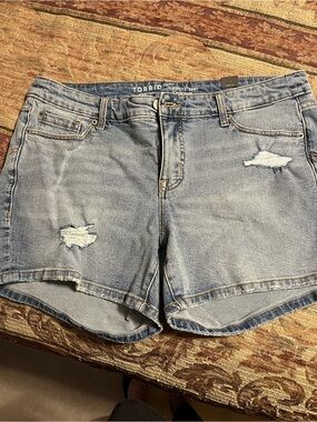 torrid Light Blue Distressed Denim Cutoff Shorts